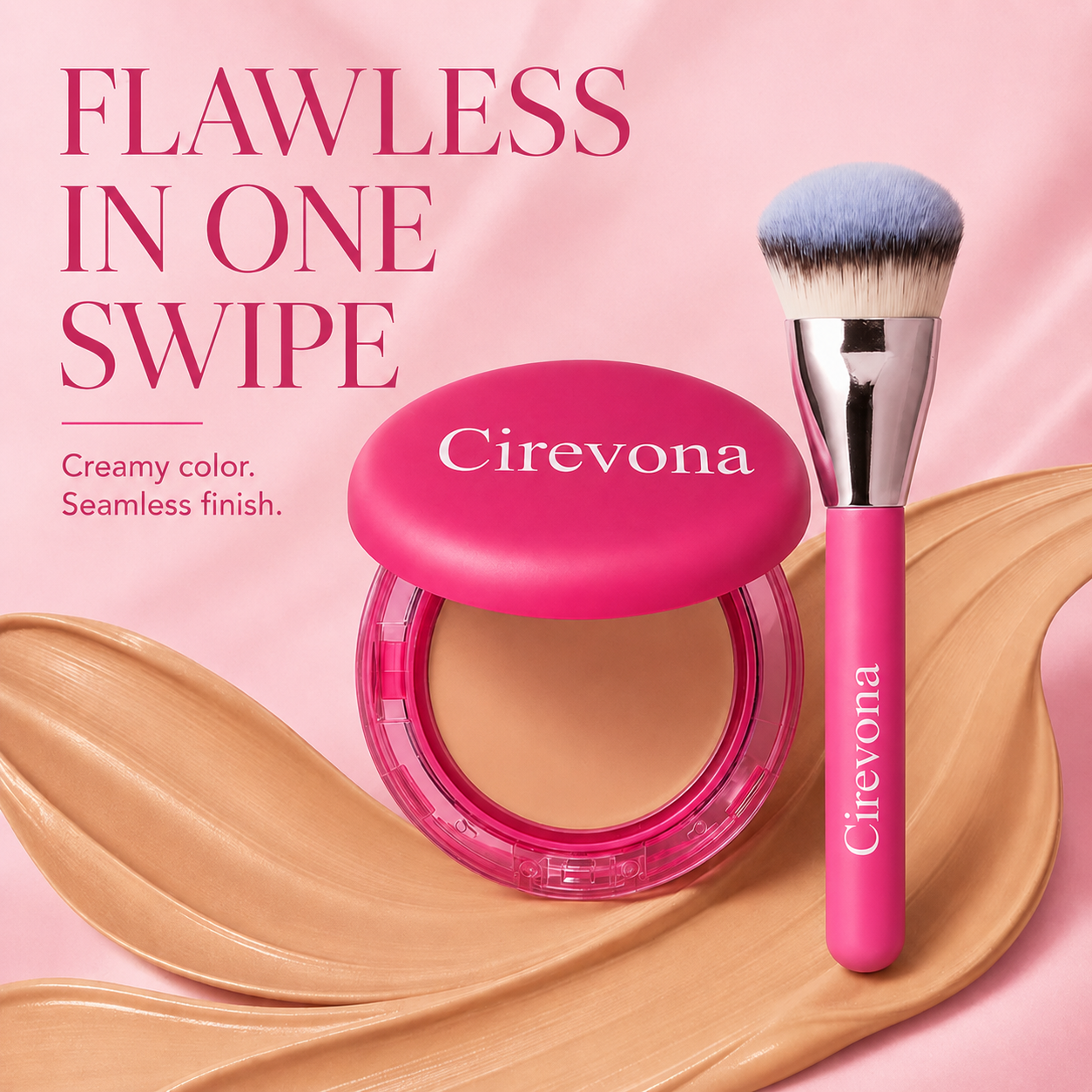 🎁 Buy One, Get One Free | Cirevona Beauty Peptide Bounce Balm Foundation + Precision Brush ✨