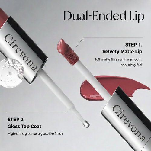 Cirevona Dual-Tone Dual-Ended Liquid Lipstick, Matte & Gloss Two-Tip Lip Color