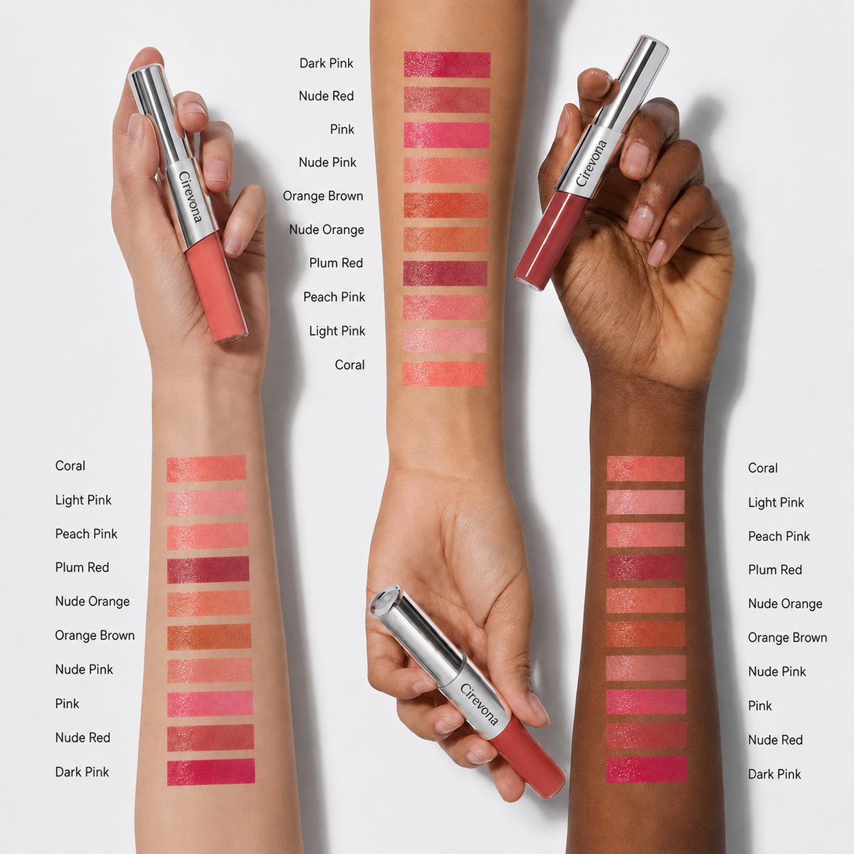 Cirevona Dual-Tone Dual-Ended Liquid Lipstick, Matte & Gloss Two-Tip Lip Color