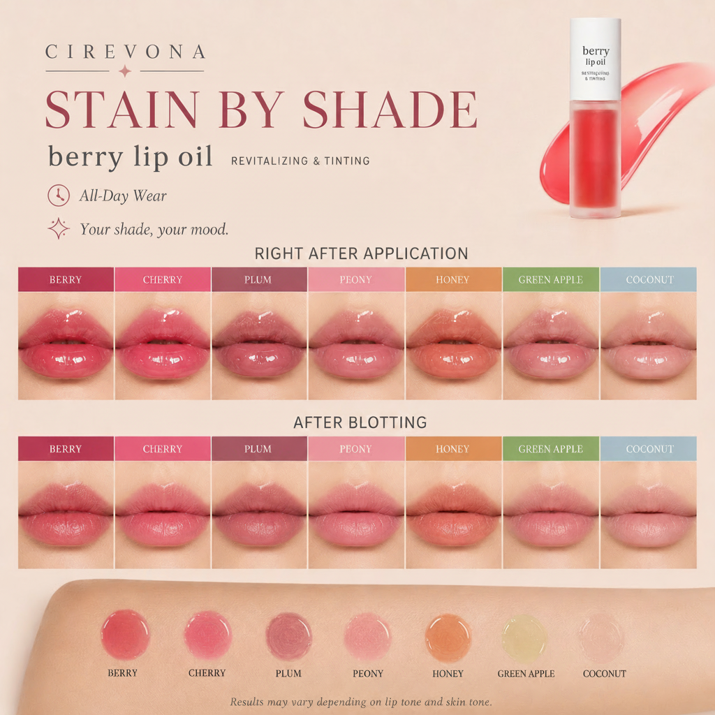 Last Day Buy 1 Get 1 Free Cirevona Apple Lip Oil Lip Stain｜Transfer-Proof Hydrating Plump Glossy Lip Tint, 7 Colors