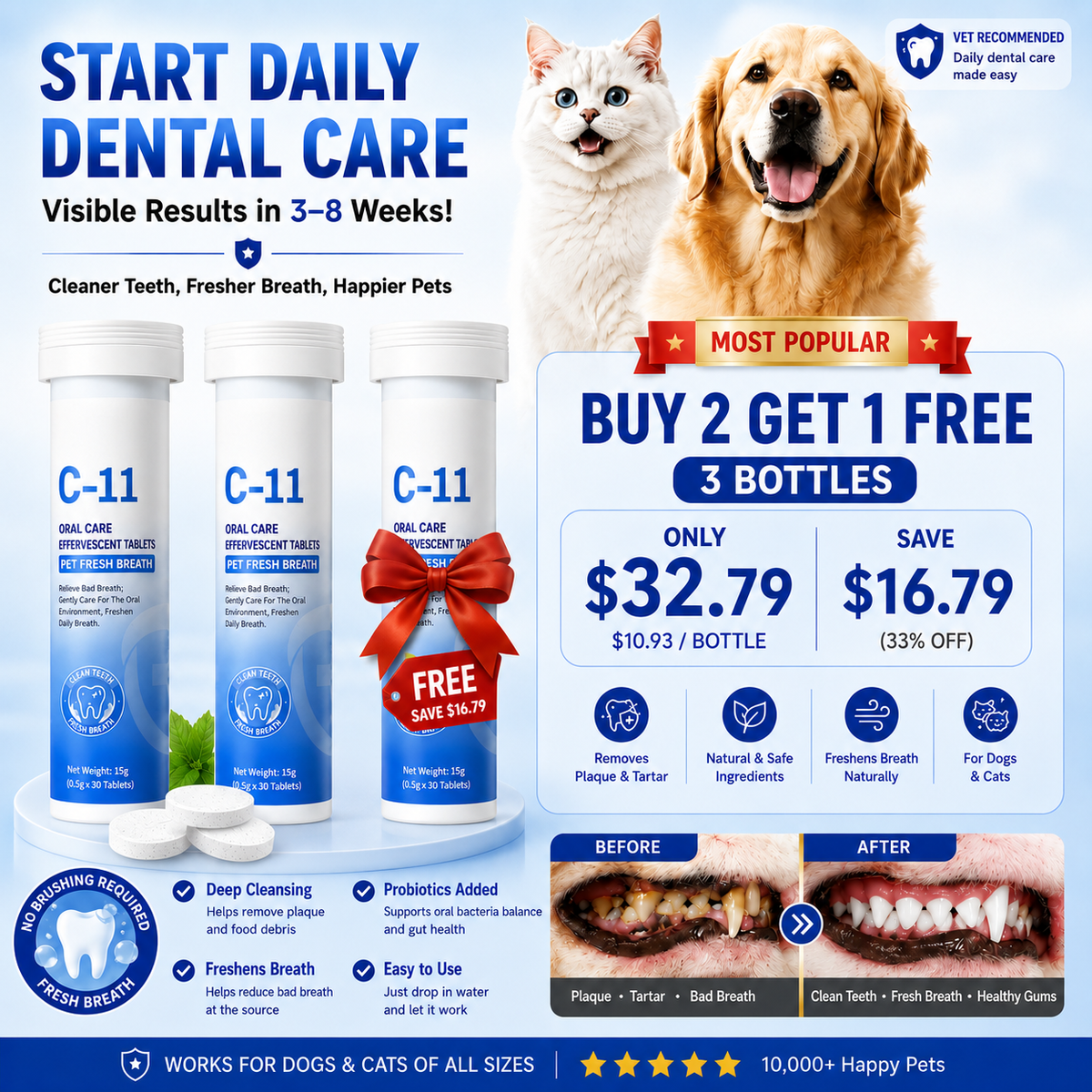 No Brushing. No Struggling. Just Cleaner Teeth With Their Daily Water.