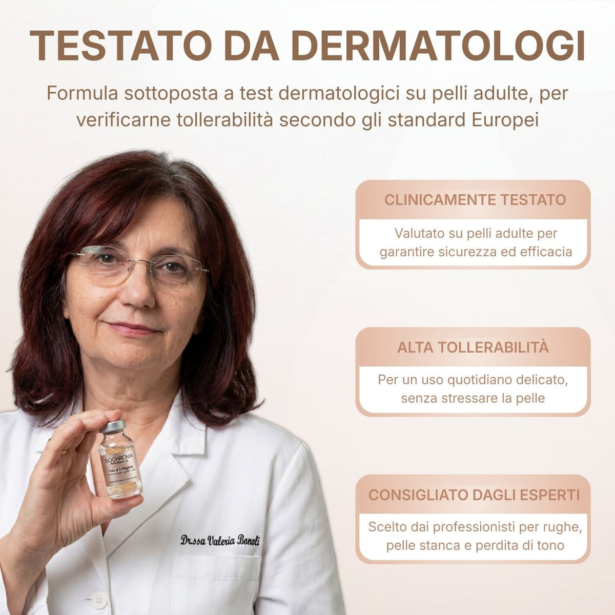 Siero antirughe BioChroma testato da dermatologi clinicamente approvato peptidi di seta rughe espressione
