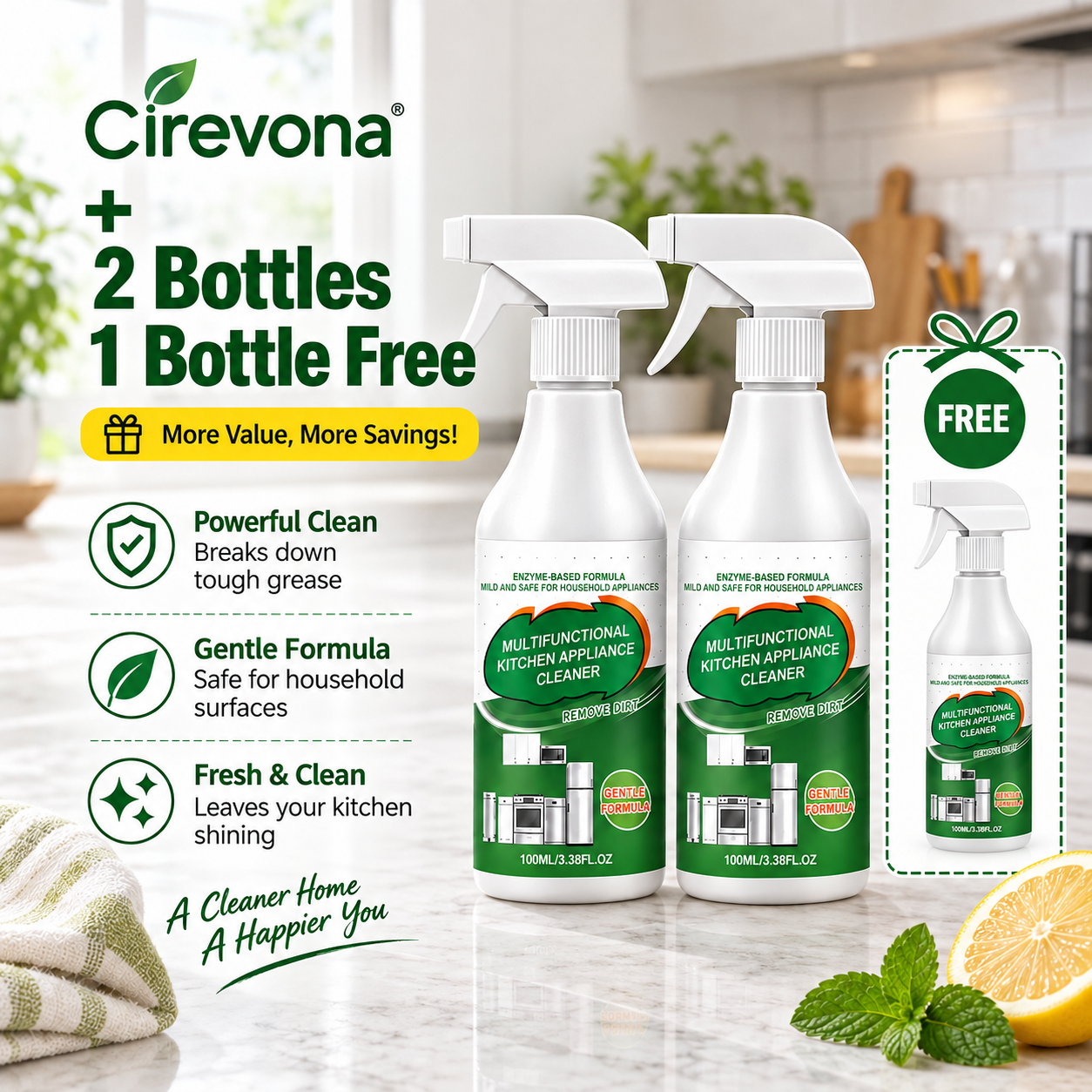 Deep-Clean Kitchen Enzyme Cleaner – Removes Stubborn Grease & Keeps Your Kitchen Fresh