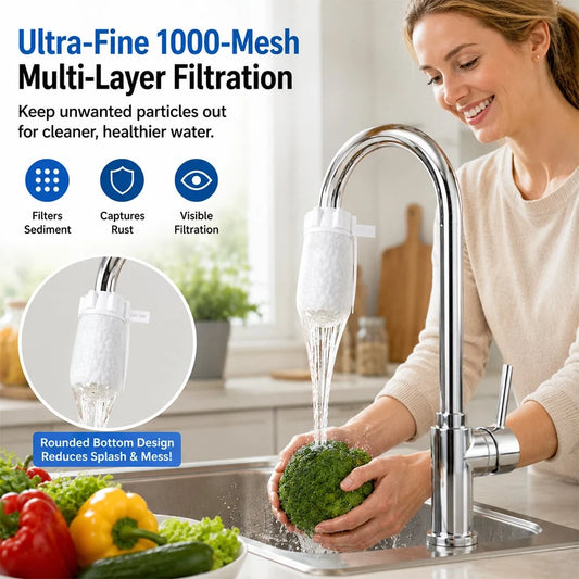 50PCS Universal Faucet Water Purifier | For Kitchen, Bathroom & Shower Tap, Sediment Filtration Anti-Splash