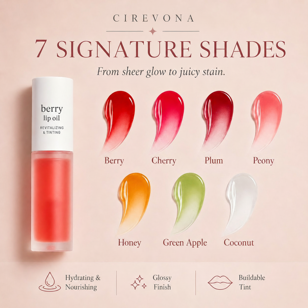 Last Day Buy 1 Get 1 Free Cirevona Apple Lip Oil Lip Stain｜Transfer-Proof Hydrating Plump Glossy Lip Tint, 7 Colors