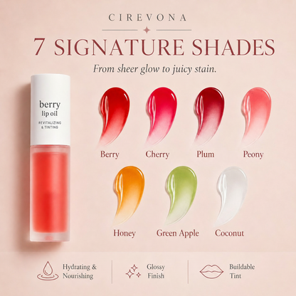 Last Day Buy 1 Get 1 Free Cirevona Apple Lip Oil Lip Stain｜Transfer-Proof Hydrating Plump Glossy Lip Tint, 7 Colors